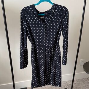 Loft Navy Blue Patterned Dress